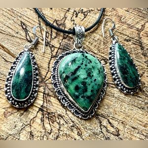 Green Ruby Zoisite Pendant 2 1/4”